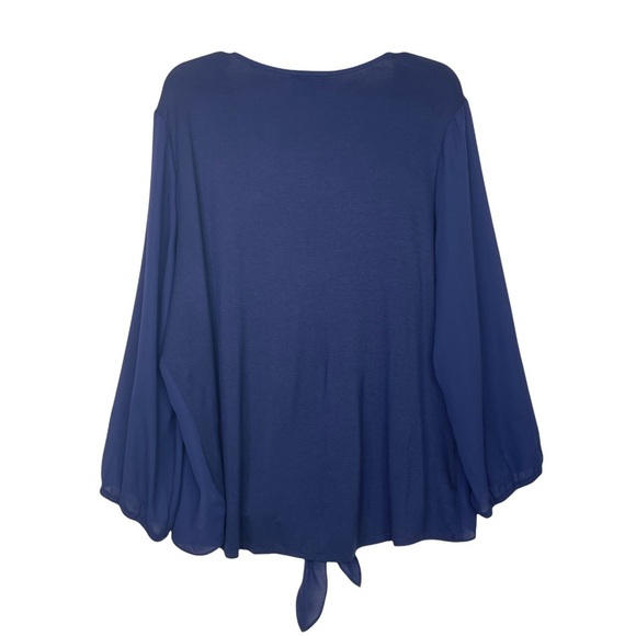 Stitch Fix l Fortune + Ivy Navy Crochet Detail Mixed Material Top, XXL - Picture 7 of 11